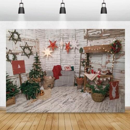 Laeacco Christmas Pine Branches Leaves Stars Child Kids Shoot Party Photozone Photographic Backdrop Photography Background