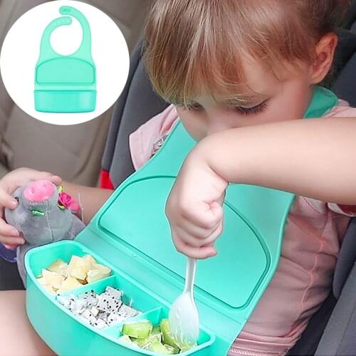 Best Gifts For Newborns Solid Silicone Baby Feeding Bibs Rice Pocket Dual-use Bib Silicone Baby Stuff Creative Portable Lunch