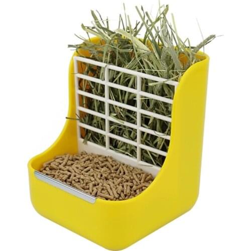M68E Rabbit Feeder Bunny Hay Feeder Hay and Food Feeder Plastic Feeding Bowls Manger Rack for Chinchilla Cage