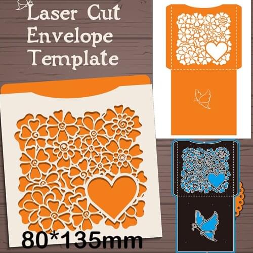 Metal Dies Shaped Envelope Heart Flowers and Butterflies New Stencils DIY Scrap Booking Paper Cards Craft Making Decoration
