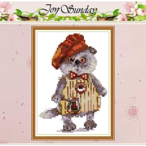 Cat And Coffee animals Counted Cross Stitch 11CT Printed 14CT Cross Stitch Sets Chinese Cross-stitch Kits Embroidery Needlework
