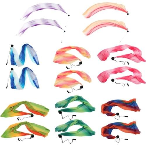 Pack of 2 Silky Veil Poi Streamer Thrown Balls Kit Belly Dance Stage Performance Props Soft Scarf Dancing Costumes