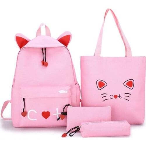 4 piece set Schoolbags For Teenage Girls Cute Print Women Backpack High Quality School Backpack Female Shoulder Bags