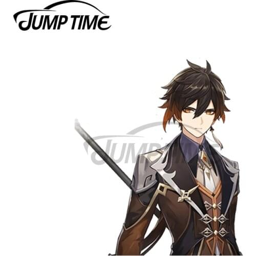 JumpTime 13x4cm Zhongli Peeker Genshin Impact Car Stickers Motorcycle Helmet Camper Graffiti Creative Scratch-proof Window Decal