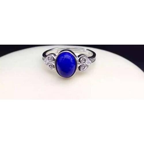 Natural blue lapis lazuli gem Ring Natural gemstone ring 925 sterling silver trendy Elegant clouds women men party gift Jewelry