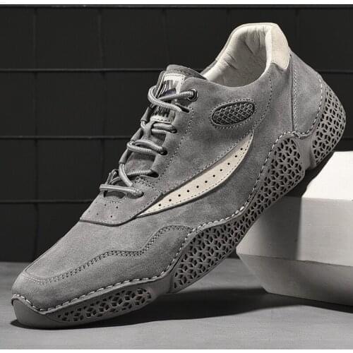 New Genuine Pig Leather Mens Walking Shoes Casual Male Outdoor Office Business Car Shoes Zapatos Hombre Chaussures Size 38-46