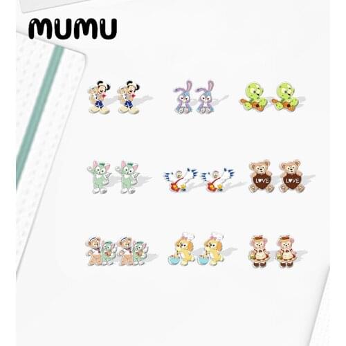 2021 New Duffy and Friends Stud Earring Cute Bear Epoxy Jewelry Resin Acrylic Earrings Handmade Gifts Fans