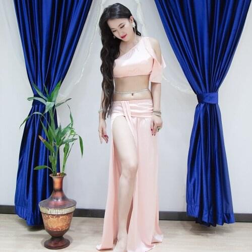New product belly dance costume women sexy off-shoulder sweet blouse + skirt 2-piece oriental dance practice suit