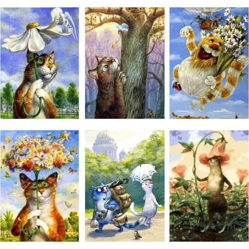 Full diamond 5D DIY diamond painting animal diamond embroidery painting cat mosaic painting sticker cute animal home decoration
