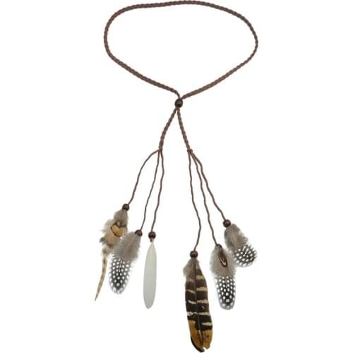 Gypsy Hippie Rope Feather Hair Accessories Tribal Arm Women Ethnic African Wood Beaded Headband Armband & Bracelet India Jewelry