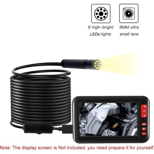 Industrial Endoscope Borescope Inspection Camera Built-in 8pcs LEDs 8mm Lens IP67 Waterproof USB Endoscope(2m Hard Wire)