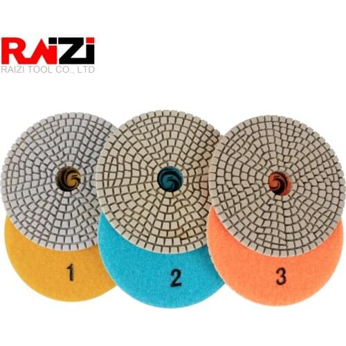 Raizi 4 Inch/100 mm 3 Step Polishing Pads Wet Marble, Engineered Stone, Granite Diamond Polishing Pads