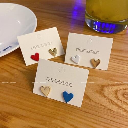 Heart Stud Earrings Vintage Designer Cute Small Earrings Unique Statement Korean Fashion Jewelry For Women Gift 2021 Trend