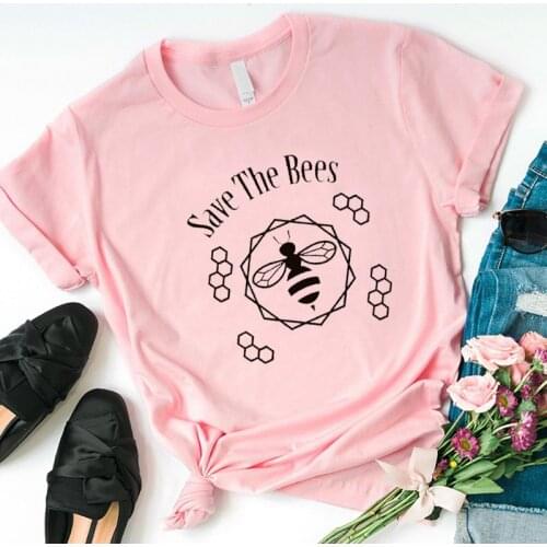 Save The Bees Slogan Women Shirts 90s Streetwear Graphic Tees Aesthetic Plus Size T-shirt Help More Bees Cotton Tops Drop Ship
