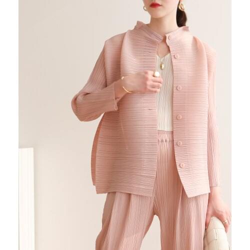 Spring styles listed in 2021 Miyake drape fresh and beautiful wind versatile leisure long coat