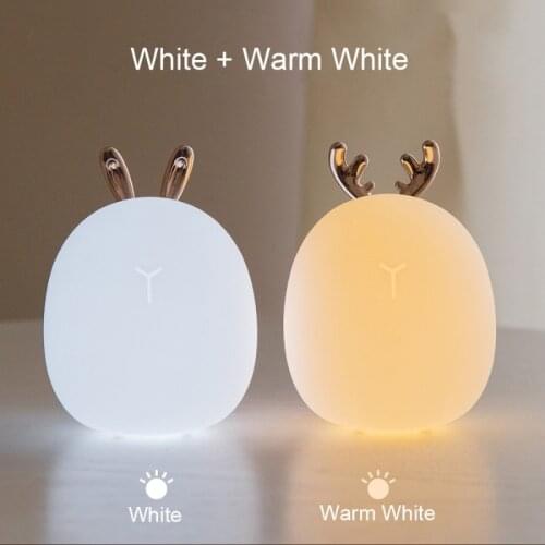 Dimmable LED Night Light Silicone Animal Cartoon Deer Night Lamps USB Rechargeable for Children Kids Baby Gift Bedside Bedroom