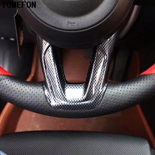 TOMEFON NEW! Carbon Fiber Steering Wheel Interior Accessories For MAZDA 3 MAZDA 6 CX-5 CX-9 CX9 2017 2018 Interior Styling