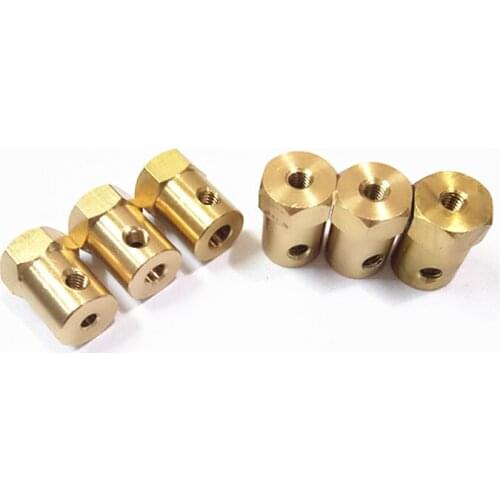 TZYDCP Brass Hexagonal Coupling 2 3 3.17 4 5 6 7 8mm Trolley Tire Connector Coupling Shaft Gear Motor Matching