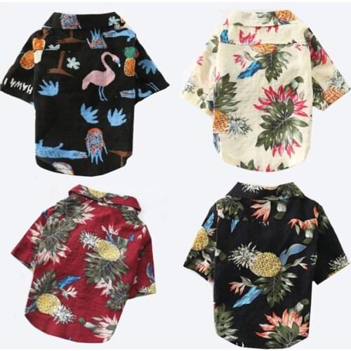 ULTRASOUND PET Dog Shirts Cotton Summer Beach Vest Short Sleeve Summer Beach Vest Short Sleeve Pet Clothes Dog Floral T-Shirt