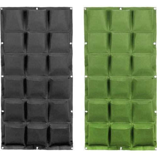 Green Plant Grow Planter Vertical Garden Living Bag Garden Supplies Bags 25/36/49/64/72 Pockets Wall Hanging Planting Bags New