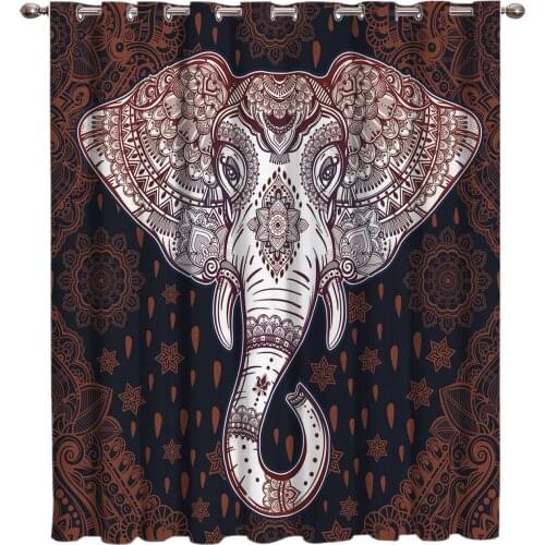 Africa Indian Elephant Window Treatments Curtains Valance Window Curtains Dark Decor Bathroom Curtains Kitchen Outdoor Fabric