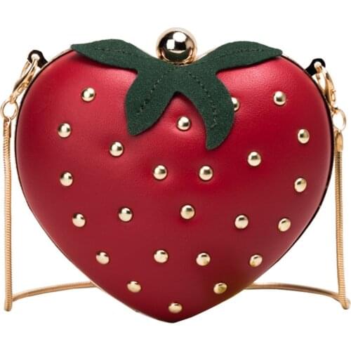 Women Shoulder Bag Strawberry Design Clutches Bag Women Red Rivet Chain Crossbody Bag High Quality Dinner Bag For Ladies #20