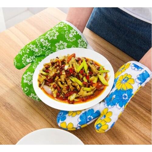 1PAIR Kitchen Cooking Microwave Oven Mitt Insulated Non-slip Glove Thickening High Temperature Oven Glove ENX 010