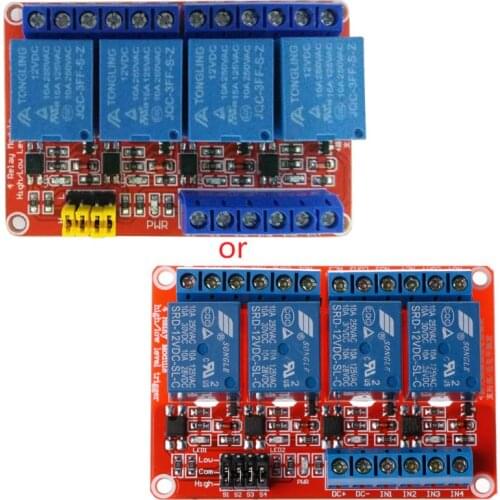 1PC 12V 4 Channel Relay Module with Optocoupler Isolation Supports High Low Trigger