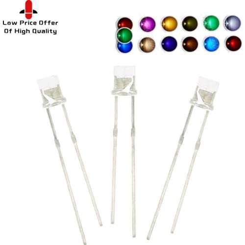 100pcs F3 3mm Flat Top LED White Red Yellow Blue Green Pink Diode Led Wide Angle Light Emitting Diodes Lamp Ultra Bright Bulb