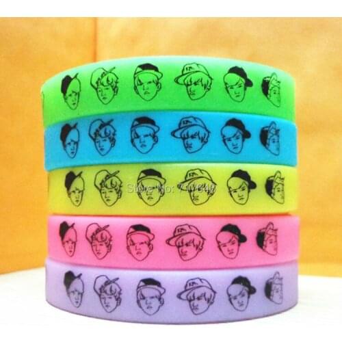 100pcs glow in the dark EXO Wristband Silicone Bracelets free shipping by ePacket