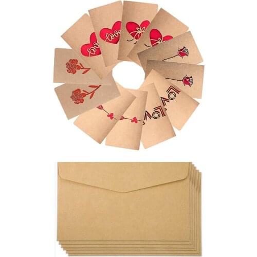 12 Pieces Mothers Day Gift Cards,Love Greeting Card Retro Kraft Paper Greeting Card Thanksgiving Birthday Thank You Card