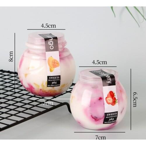 20pcs High qualtiy yogurt bottle PET plastic clear cup ice cream pudding jelly dessert cups party favors cake pastry round boxes