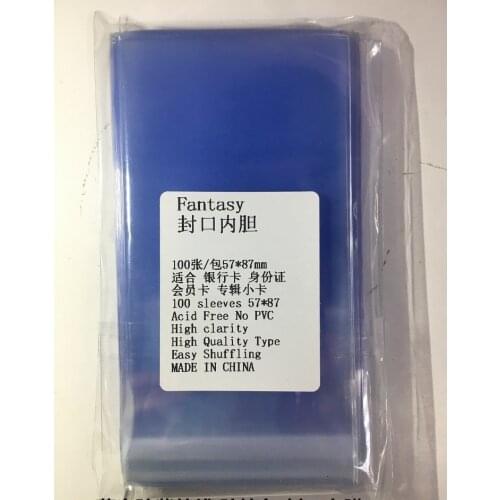 200pcs/pack 57*87mm card sleeves bank credit card vip cards protetcor sealed on top transparent sleeve for standard ID cards