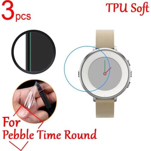 3pcs Ultra Clear TPU Soft Explosion-proof LCD Screen Protector Film cover For Pebble Time Round Steec Film (Not Tempered glass)