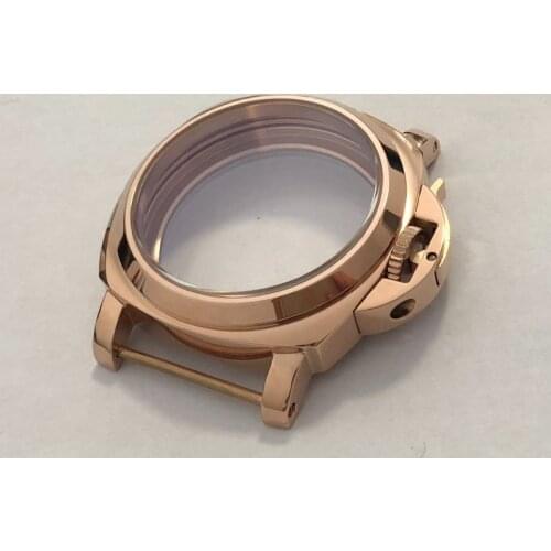 44mm 316L Stainless steel Mineral glass or Sapphire crystal fit ETA 6497/6498 movement 6497 case 6498 case rose gold case BK38