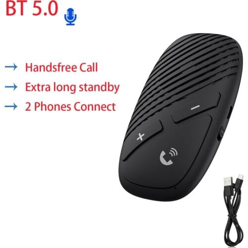 Handsfree Car Kit V5.0 Bluetooth-compatible Receiver Wireless Adapter with Microphone Auto Connect Car Kit 1000mAh Long Standby