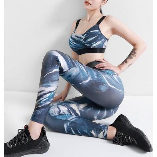 Seamless Fitness Yoga Set Women Sportswear Gym Clothing Suits Sports Bra High Waist Leggings 2Pcs Outfits Printing Yoga Sets