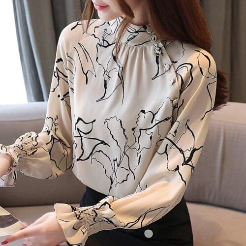 Womens Tops And Blouses Long Sleeve Striped Print Chiffon Blouse Women Shirts Tops Fashion Woman Blouses 2021 Blouse Women B985