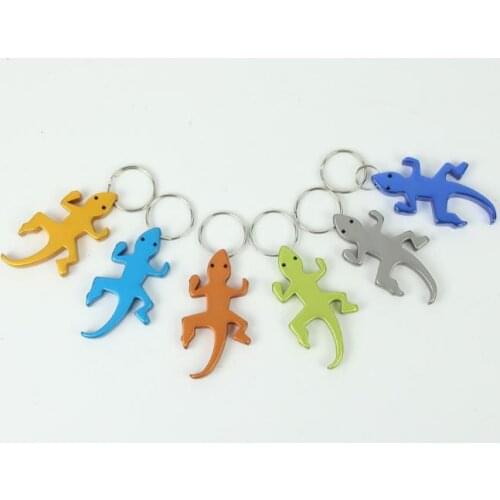 500pcs Gecko keychain bottle opener Beer Can Opener mixed color FREE LASER LOGO engraved Animal shape bottle opener key chain