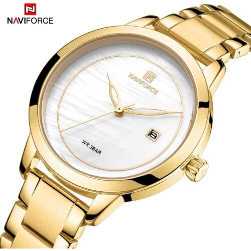 NAVIFORCE New Women Watch Brand Luxury Gold Color Ladies Wristwatch Stainless Steel Bracelet Waterproof Fashion Female Clock