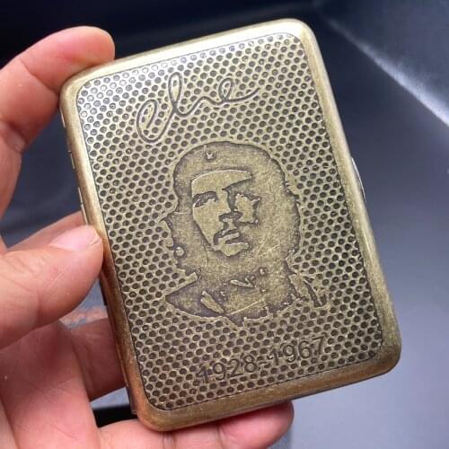 Vintage Style Che Guevara Brass Male Cigarette Case 16 Tobacco Holder Cigarette Boxes with Gift Box