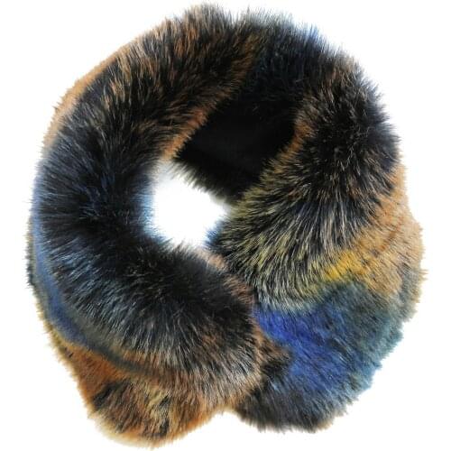 Cuello De Pelo Sintetico Rex Zorro Azul Gorro Rusa Bufanda de Piel Estola 2 En 1