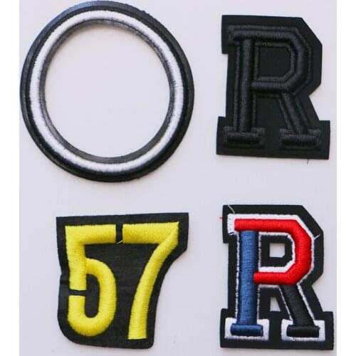 Embroidery Black PU Leather Number Letters icon Applique Patches For Fashion Clothes Shoes DIY Iron on Badges on a backpack