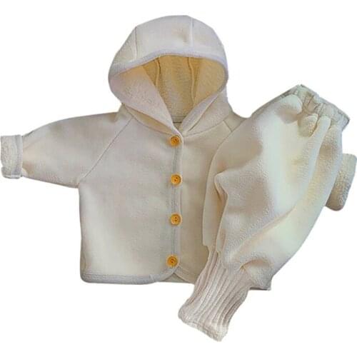 2020 ChildrenS Clothing Autumn And Winter New Kids Set Plush Hooded Baby Boys Girl Outerwear Wear Fall Clothes