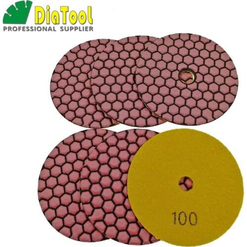 6pcs 100mm #100-1 B dry polishing pads For granite marble ceramic diameter 4inch Resin bond diamond flexible polishing pads