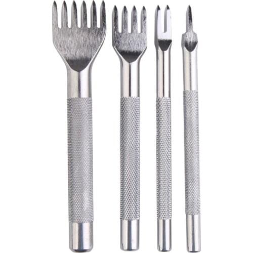 8 Style 4Pcs 3mm 4mm Hole Leather Tool Punches Stitching Punch Tool Silver Black Gold Retor Prong Leather Craft Tools