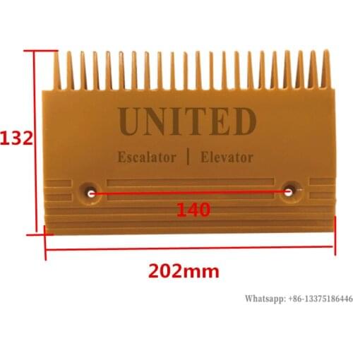 Escalator Yellow Plastic Comb Plate KM5009370H02 L202mm W132mm Hole Space 140mm 22 Teeth LEFT