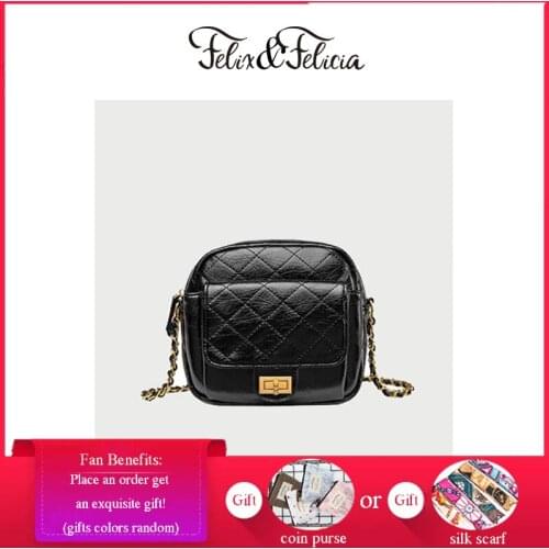 FELIX & FELICIA Fashion Shoulder Bags For Women 2021 Ladies Simple PU Leather Crossbody Retro Designer Flap Messenger Chain Bag