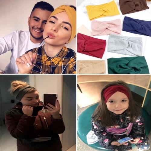 Cotton Solid Color Headband For Grils Wide Turban Twist Knitted Hairband Fashion Headdress Elastic Hair Accessories New