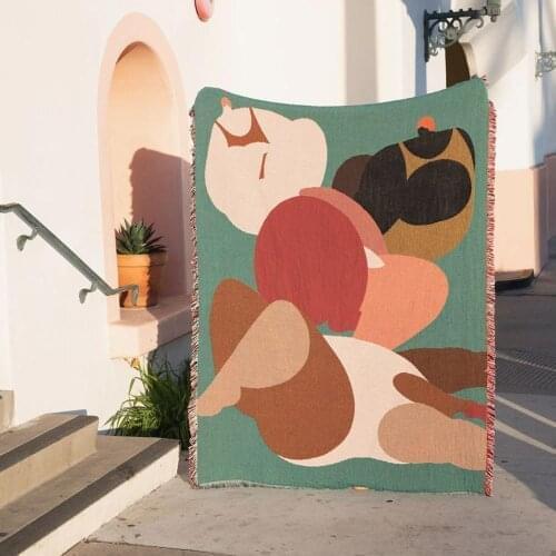 Nordic INS Cotton Fat Cute People Blanket Leisure Blanket Sofa Towel Carpet Cover Blanket Single Tapestry Sofa Mat